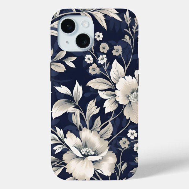 Floral in Blue Case-Mate iPhone Case (Back)