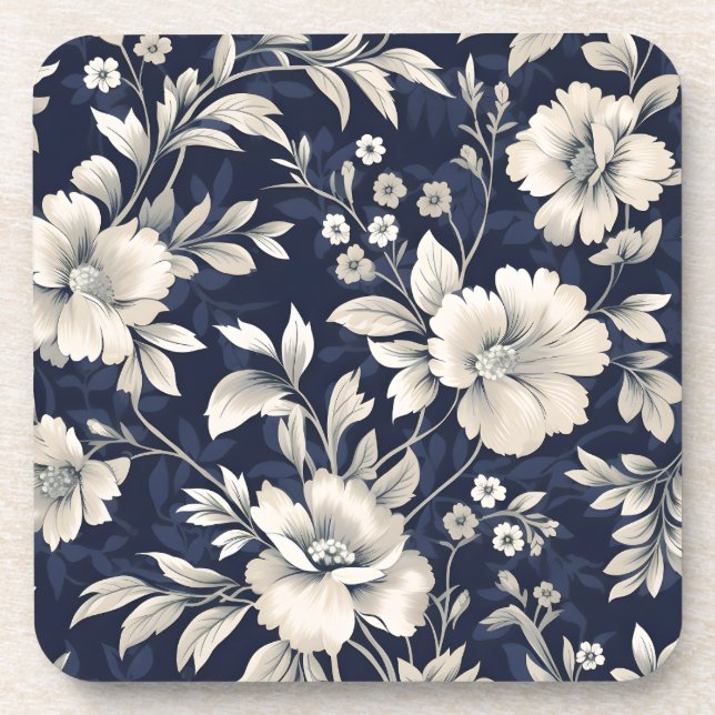 Floral in Blue Coaster (Front)