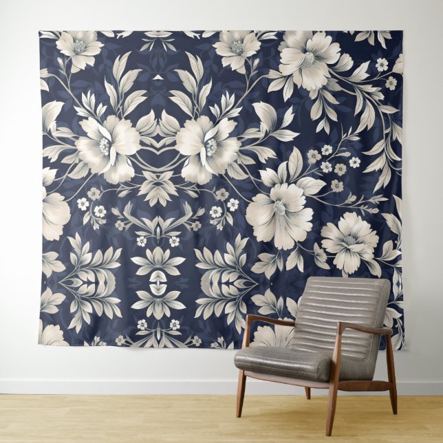 Floral in Blue Tapestry (In Situ (Horizontal))