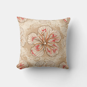 Floral in Brown and Red Throw Pillow