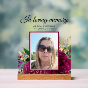 Floral In loving memory sign Tabletop Plaque