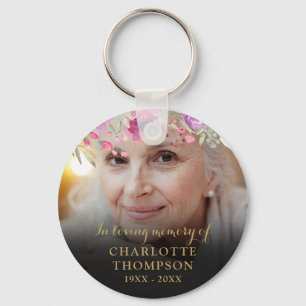 Floral In Loving MemoryPhoto Key Ring