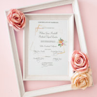 Floral in Peach Wedding Certified Souvenir
