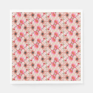 Floral in Pink Bridal Shower Bachelorette Party Napkin