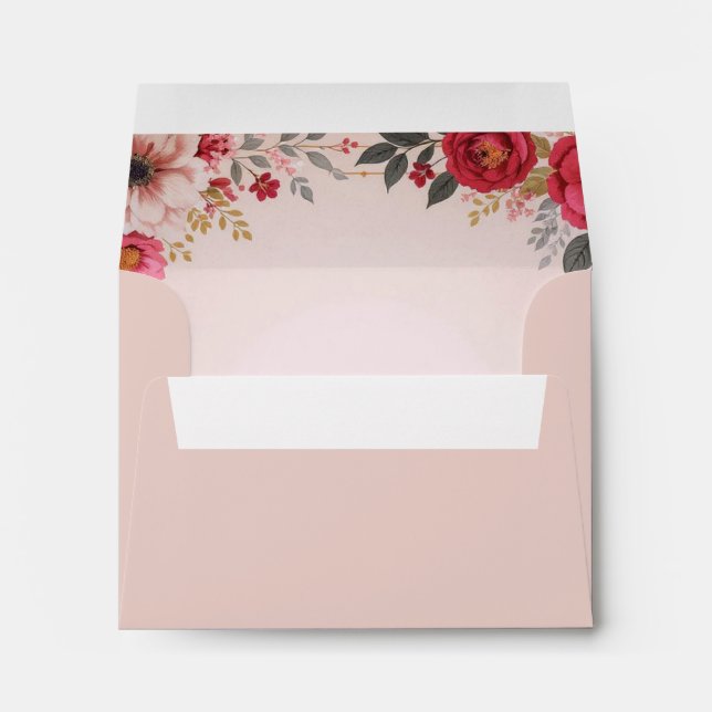 Floral in Pink Enclosure Card RSVP Envelope (Back (Bottom))