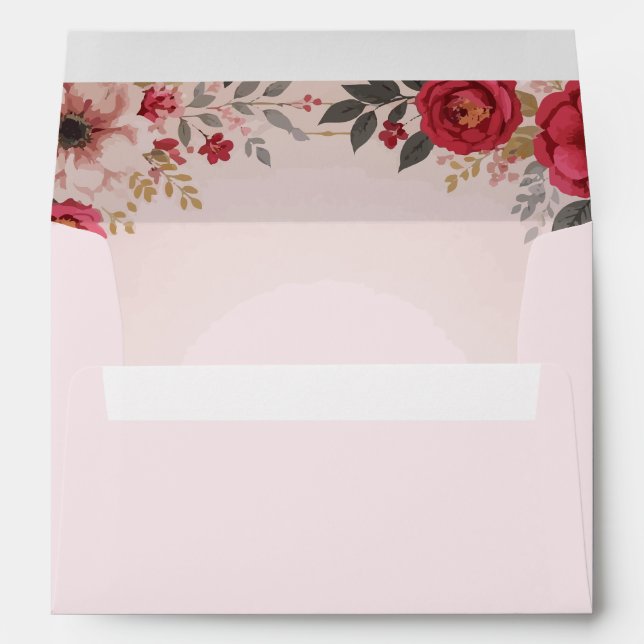 Floral in Pink Wedding Envelope (Back (Bottom))