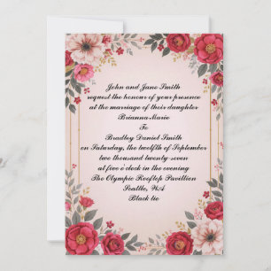 Floral in Pink Wedding Invitation