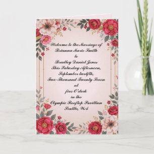 Floral in Pink Wedding Programme
