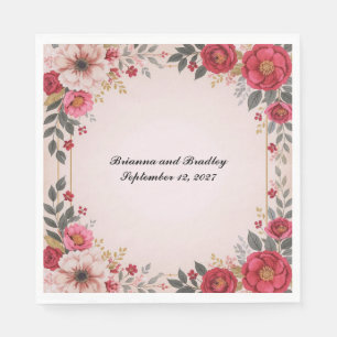 Floral in Pink Wedding Shower Bachelorette Party Napkin
