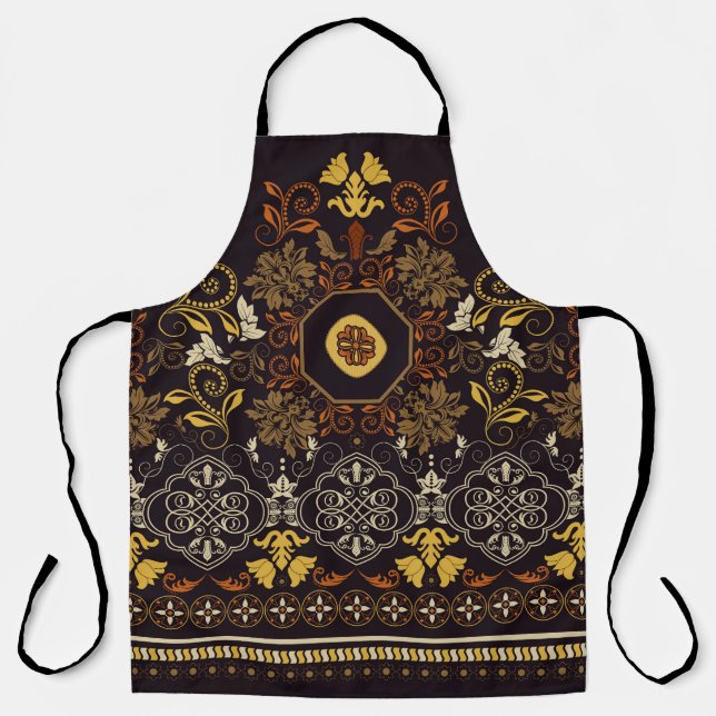 Floral Indian: Colourful Striped Seamless. Apron (Front)