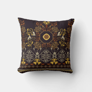 Floral Indian: Colourful Striped Seamless. Cushion