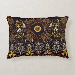 Floral Indian: Colourful Striped Seamless. Decorative Cushion