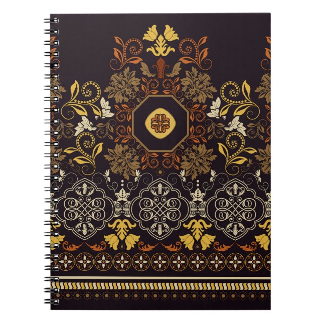 Floral Indian: Colourful Striped Seamless. Notebook (Front)