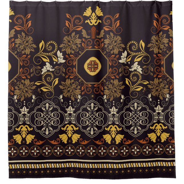 Floral Indian: Colourful Striped Seamless. Shower Curtain (Front)