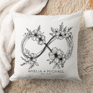 Floral Infinity Sign Customisable Names Pillow