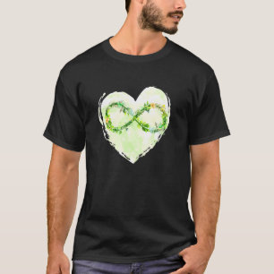 Floral Infinity Symbol With Green Watercolor Backg T-Shirt