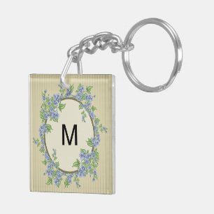 Floral Initial Design Key Ring