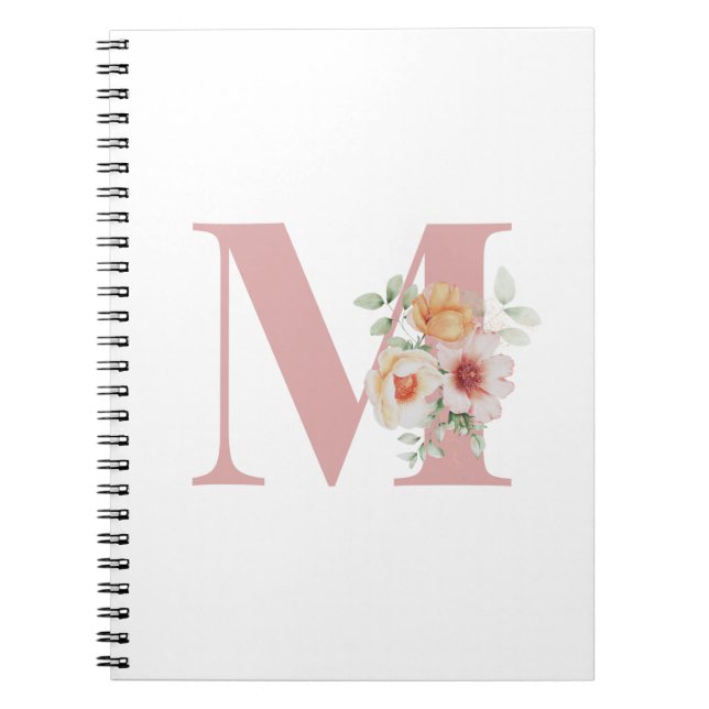 Floral Initial Letter Monogram  Notebook (Front)