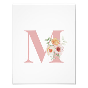 Floral Initial Letter Monogram  Photo Print