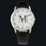Floral Initial M Watch<br><div class="desc">Floral initial m watch. Pink boho florals.</div>