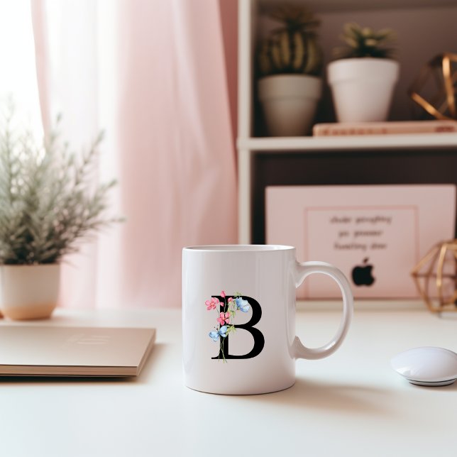 Floral Initial Monogram B Mug (Creator Uploaded)