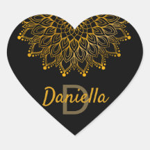 Floral initial monogram gold personalised mandala