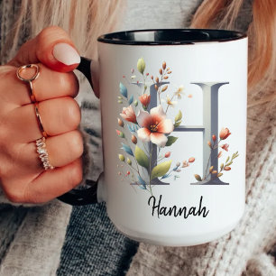 Floral Initial Mug, Custom Mug for Mum or Grandma