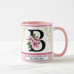 Floral Initial Mug – Letter B Monogram   Personali