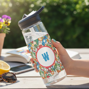Floral Initial Water Bottle