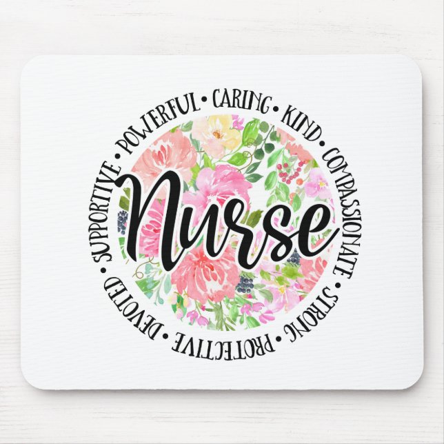Floral Inspirational Nurse Mouse Mat (Front)