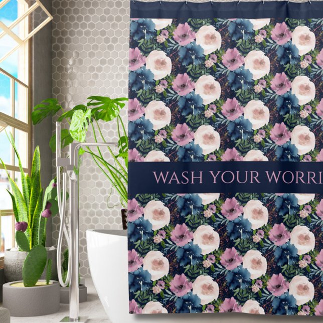 Floral Inspirational Quote Shower Curtain (Creator Uploaded)