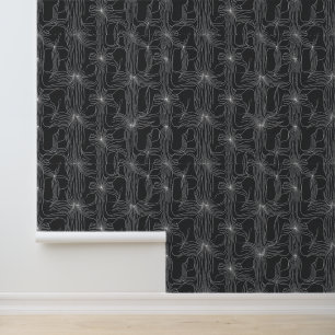 Floral-Inspired Abstract Line Art Pattern Wallpaper