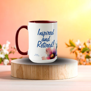 Floral Inspired & Retired Indigo Personalise Mug