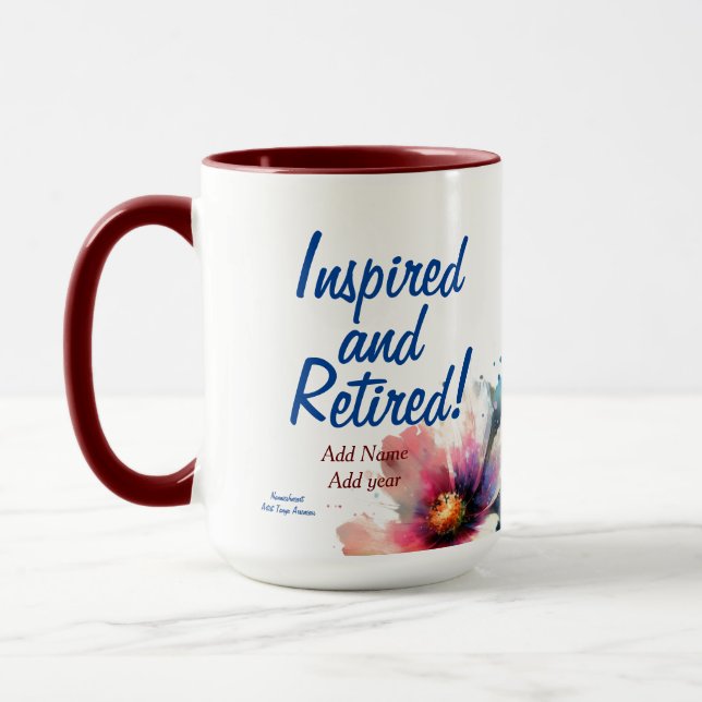 Floral Inspired & Retired Indigo Personalize Mug (Left)