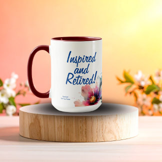 Floral Inspired & Retired Indigo Personalize Mug