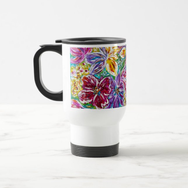 Floral Insulated hot and cold travel mug (Left)