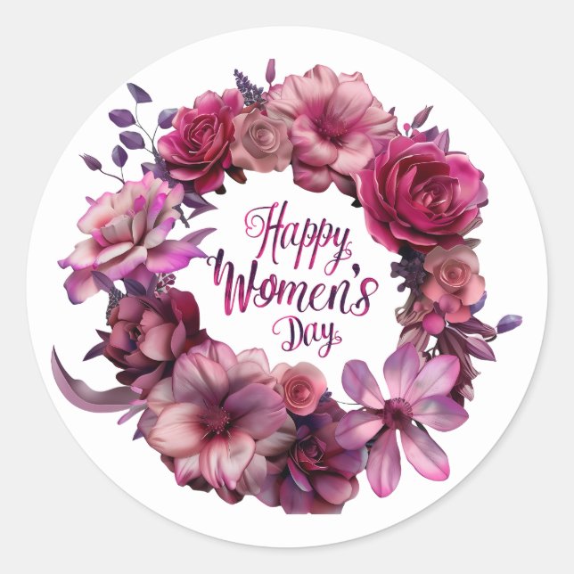  Floral International Women's Day 2025 Classic Round Sticker (Front)