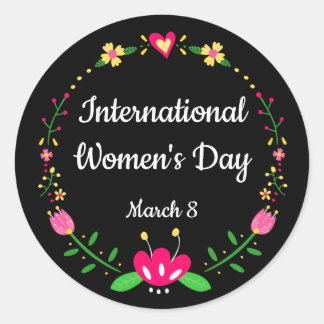 Floral International Womens Day Classic Round Sticker