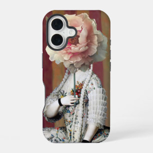 Floral Intrigue Pink Peony Mask iPhone 16 Case