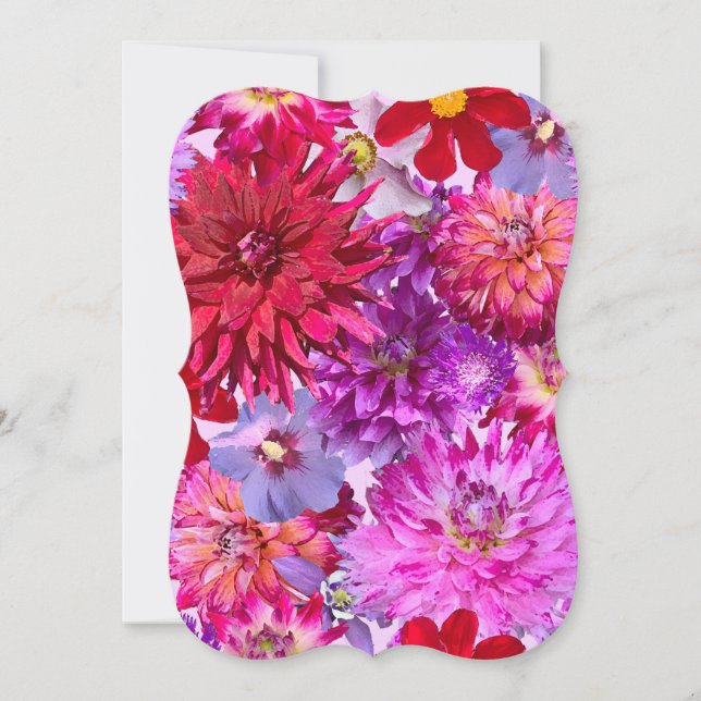 Floral invitation, large flower pattern, (Front)