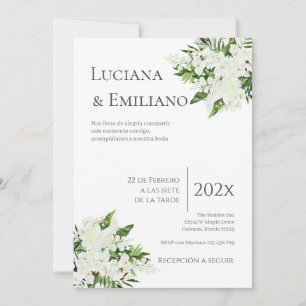 Floral Invitation White Wedding Invitation