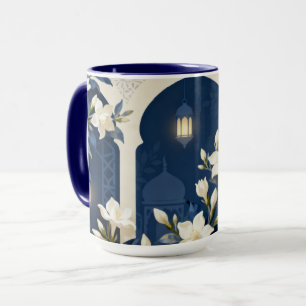 Floral Islamic Arch Mug   Midnight & Ivory