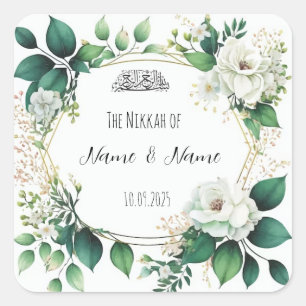 Floral Islamic Nikkah favour stickers