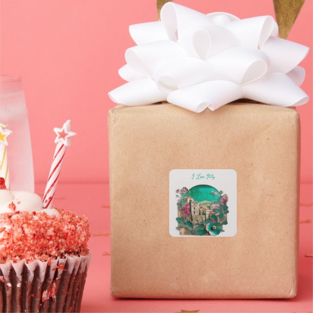 Floral Italian paper Sculpture Square Sticker (Party)