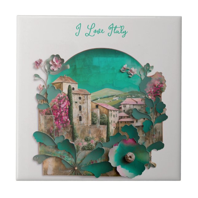 Floral Italian paper Sculpture Tile (Front)