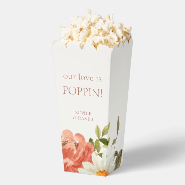 Floral & Ivory Couple Popcorn  Favour Box (Popped)