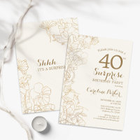 Floral Ivory Gold Surprise 40th Birthday Party