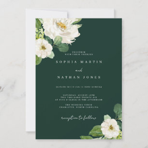 Floral Ivory Green Watercolor Wedding Invitation