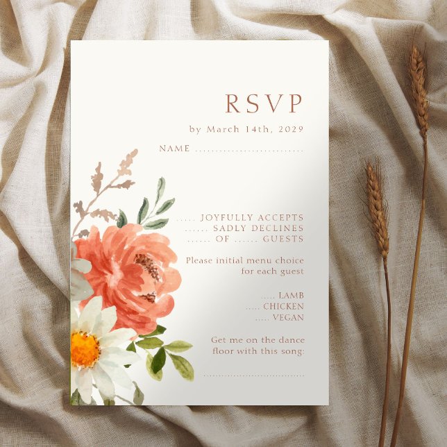 Floral Ivory Wedding RSVP Response Card (Creator Uploaded)