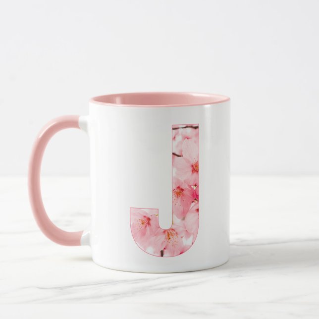 Floral J Initial Mug | Personalized Name & Traits (Left)